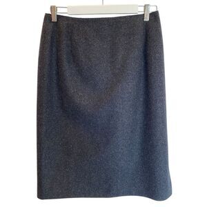 Valentino Women's 8 Vintage Wool Pencil Skirt Charcoal Grey